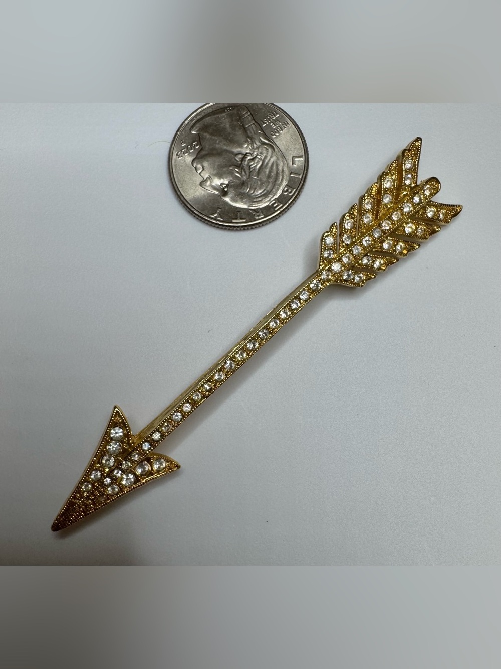 Vintage Joan Rivers Gold-Tone Crystal Arrow Brooch